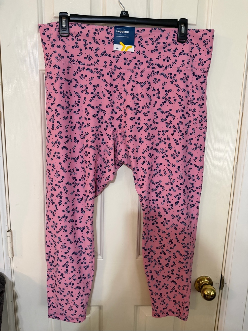 Old Navy Pink Leggings with Navy Floral Print